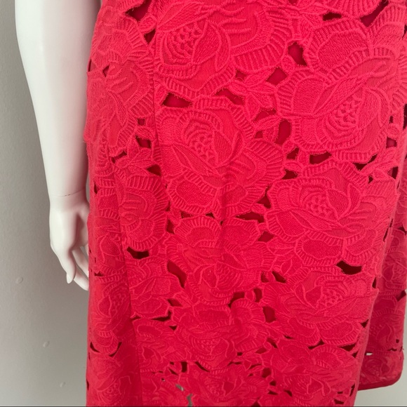 NANETTE LEPORE Red Lace Appliqué A-Line Fit & Flare V-Neck Dress - Picture 10 of 11